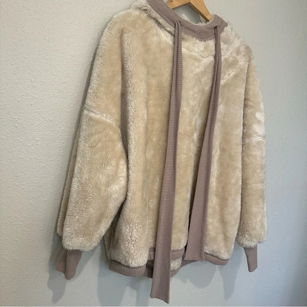 Free People Bunny Cream Pullover Hoodie Sweatshirt